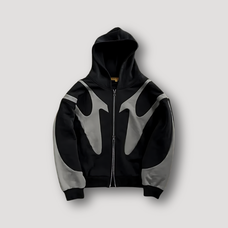 Men's Bold Print Zip-Through Hooded Top