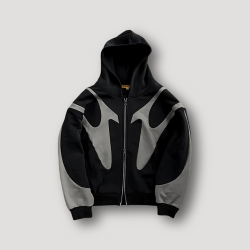 Men's Bold Print Zip-Through Hooded Top