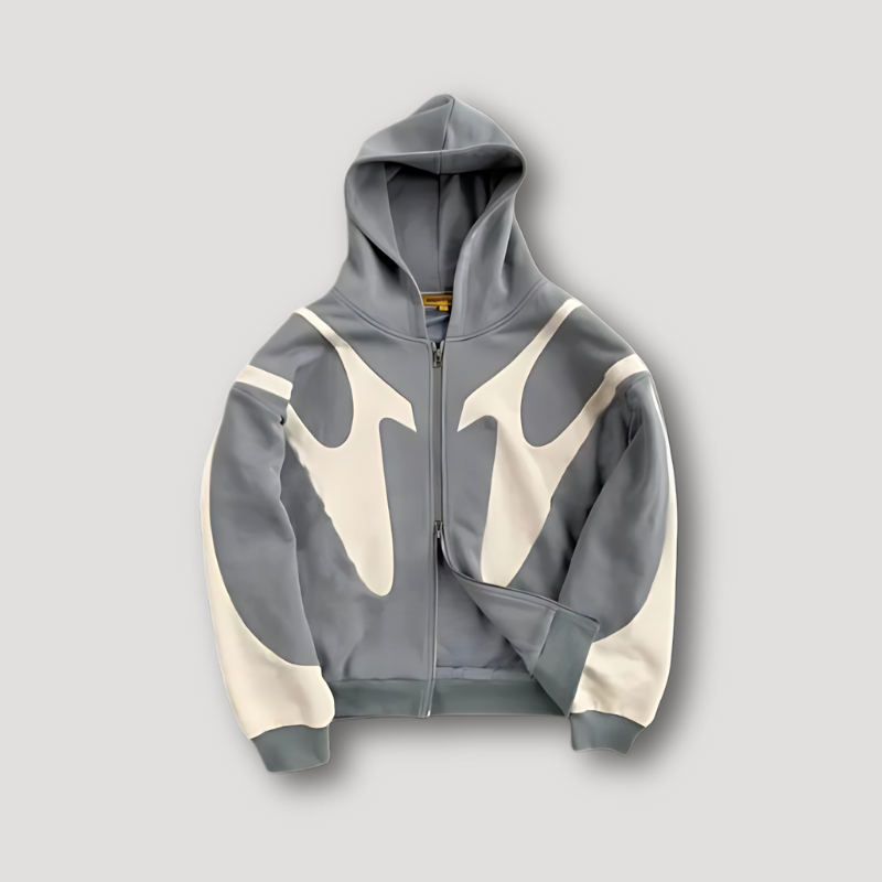 Men's Bold Print Zip-Through Hooded Top