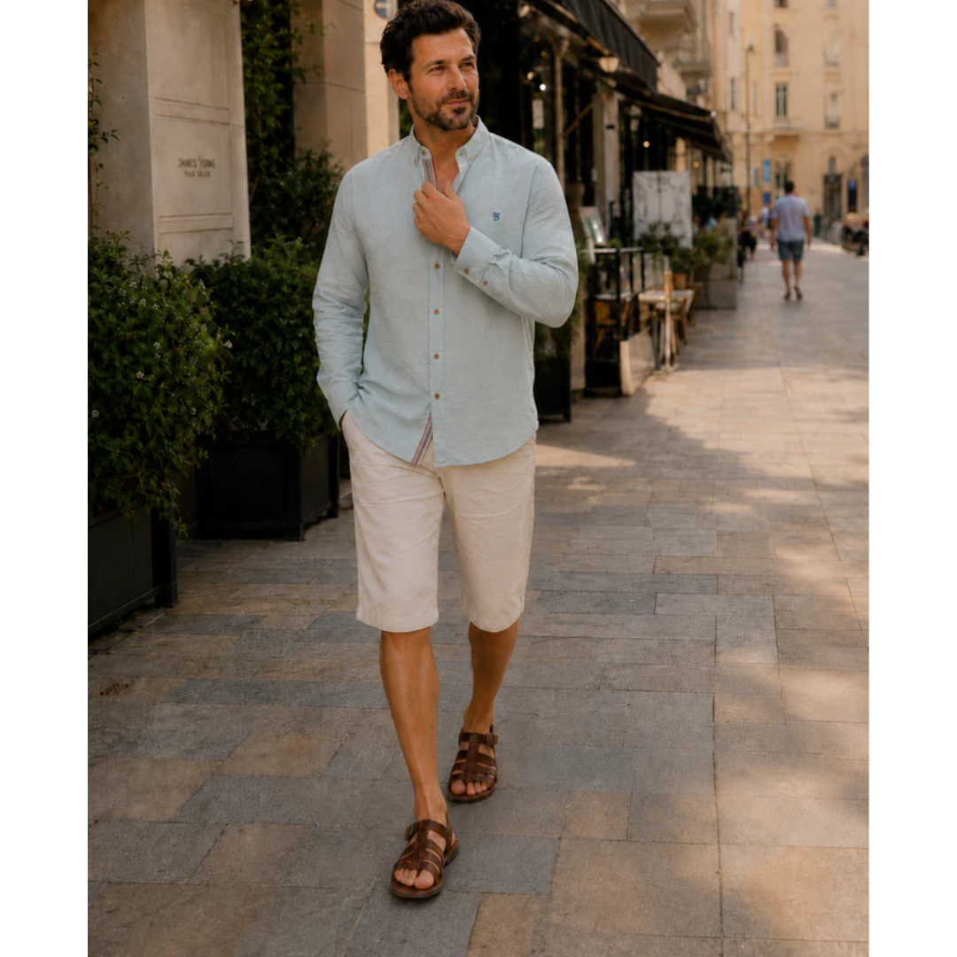Men's Smart Casual Grandad Collar Shirt