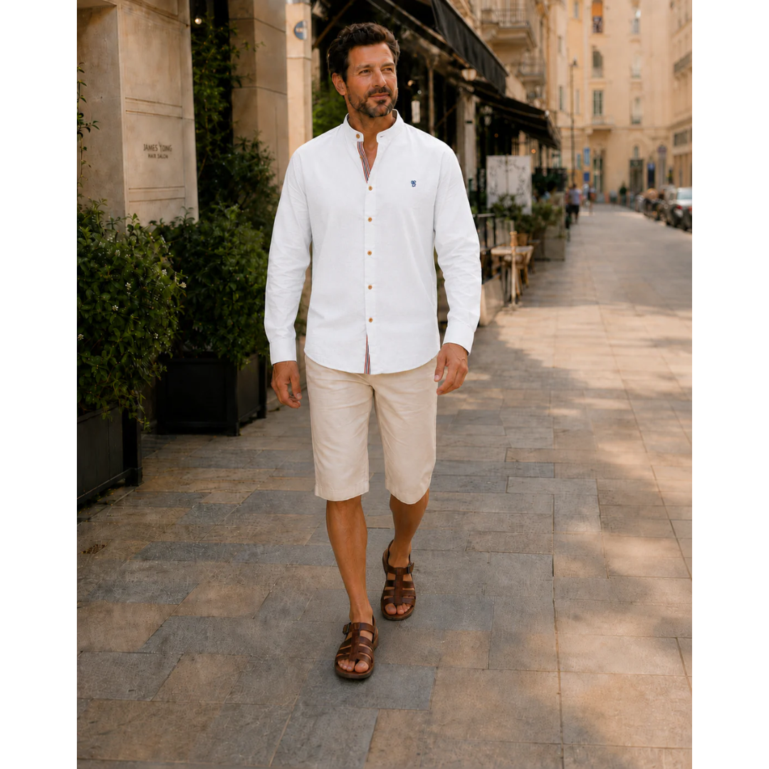 Men's Smart Casual Grandad Collar Shirt
