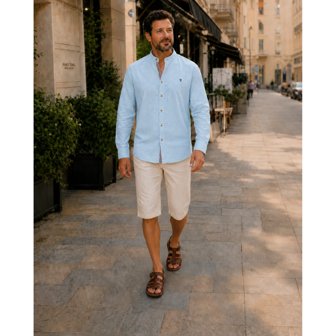 Men's Smart Casual Grandad Collar Shirt