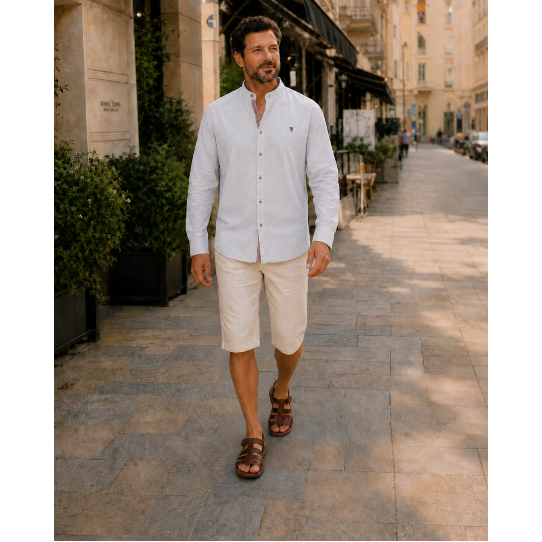 Men's Smart Casual Grandad Collar Shirt