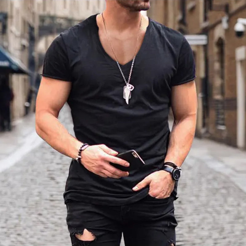 Men's Fitted Deep V-Neck Tee