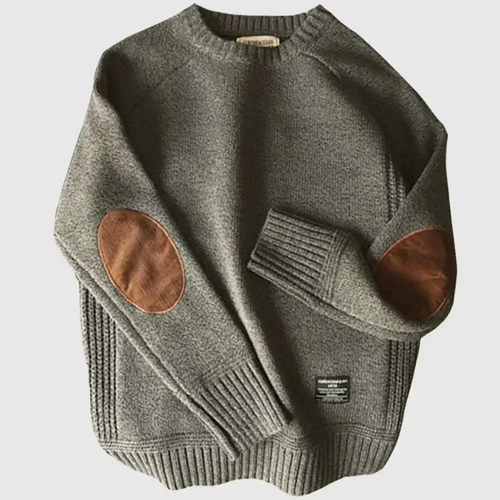 Men's Warm Elbow Patch Knit Pullover