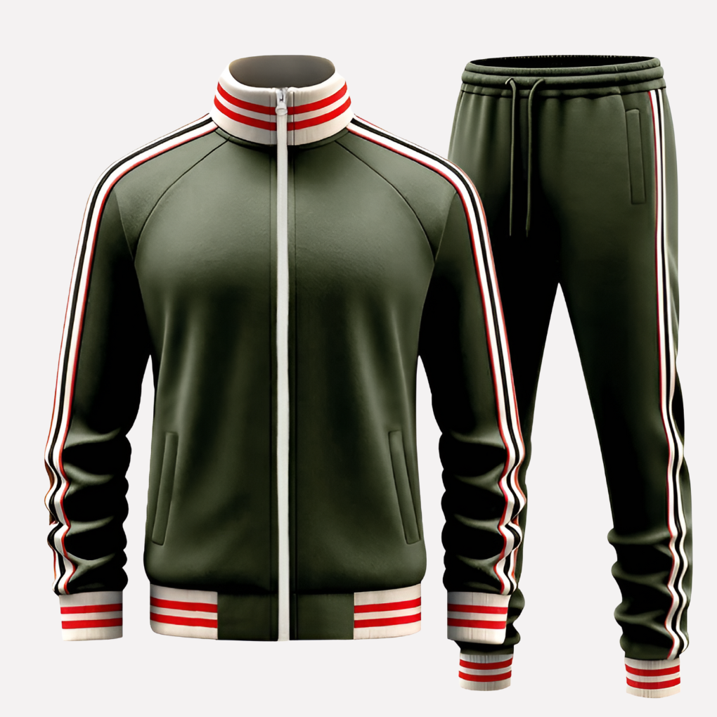 Men's Stripe Detail Zip-Up Tracksuit Jacket