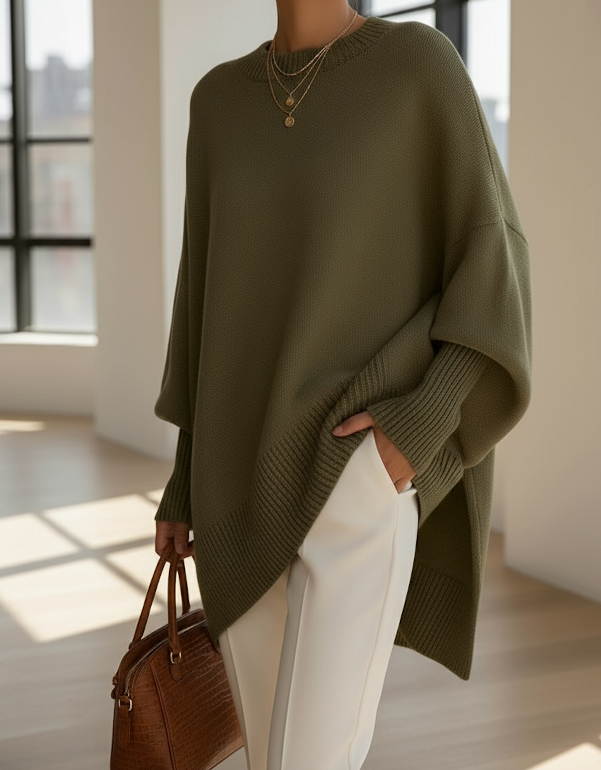 Women's Batwing Knitted Oversized Pullover
