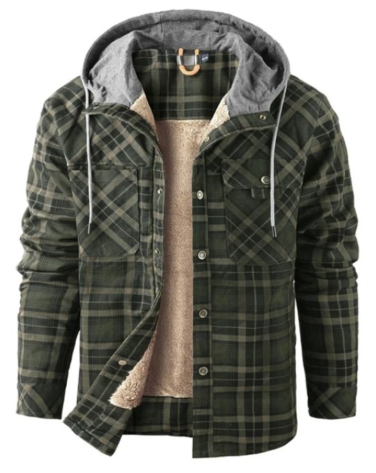 Men's Printed Fleece-Lined Hooded Jacket