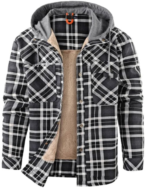 Men's Printed Fleece-Lined Hooded Jacket
