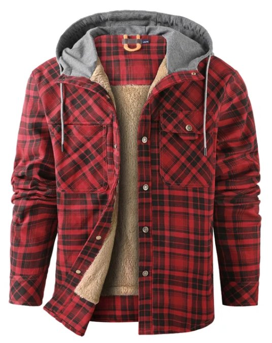 Men's Printed Fleece-Lined Hooded Jacket