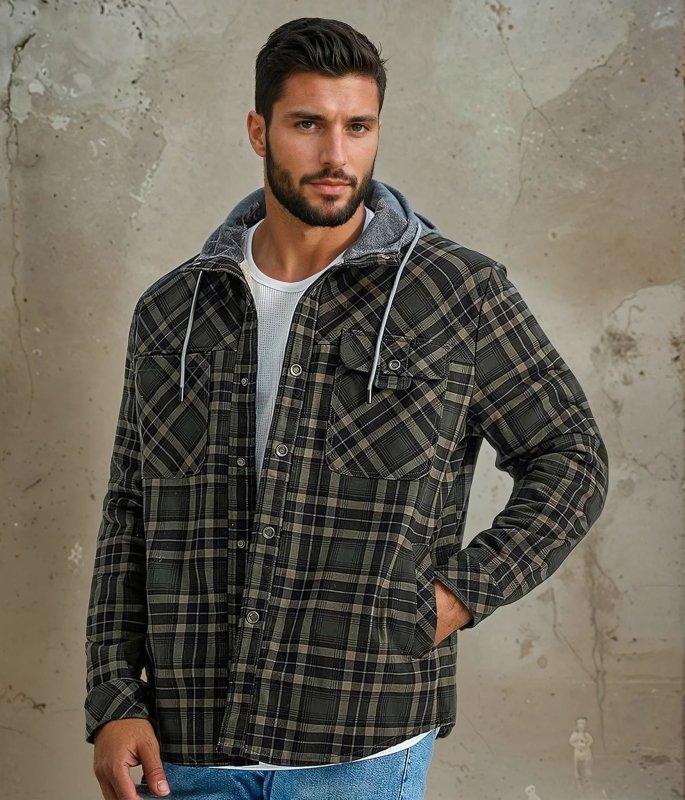 Men's Printed Fleece-Lined Hooded Jacket