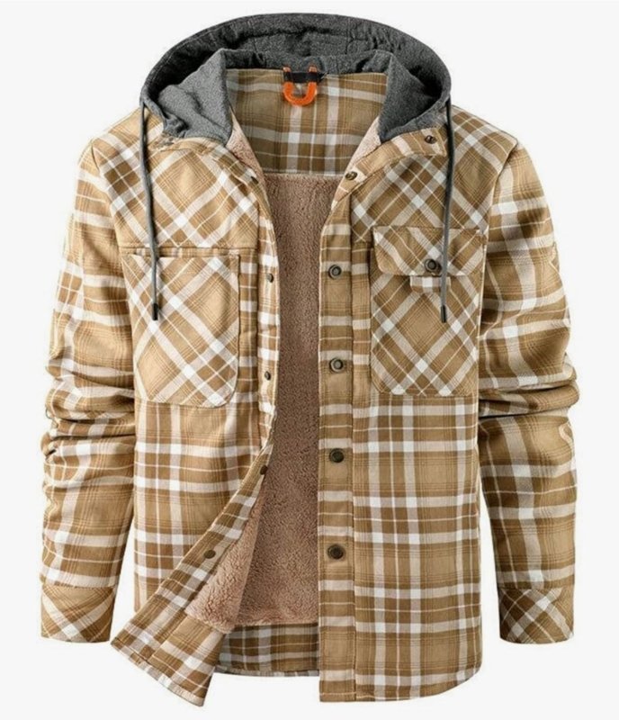 Men's Printed Fleece-Lined Hooded Jacket