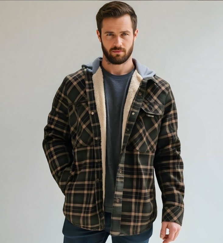 Men's Printed Fleece-Lined Hooded Jacket