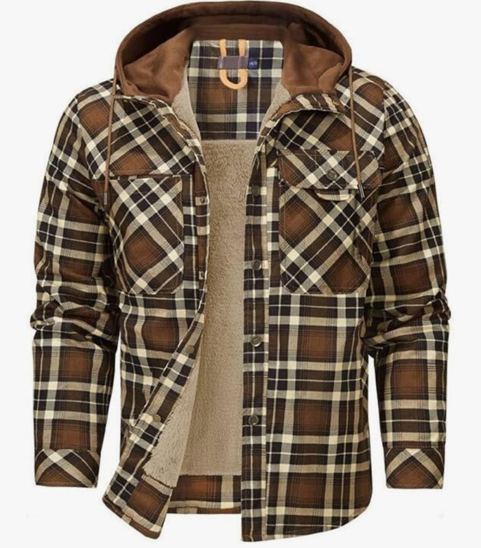 Men's Printed Fleece-Lined Hooded Jacket