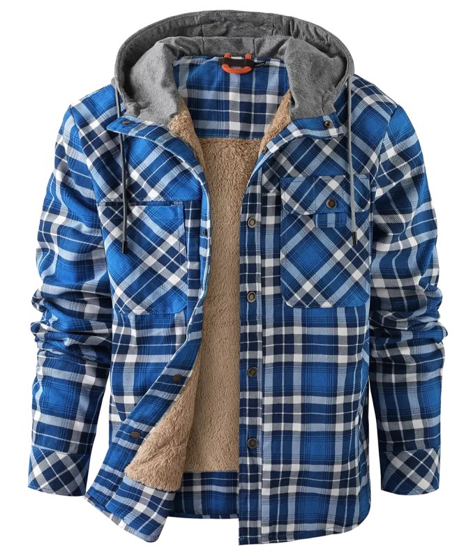 Men's Printed Fleece-Lined Hooded Jacket