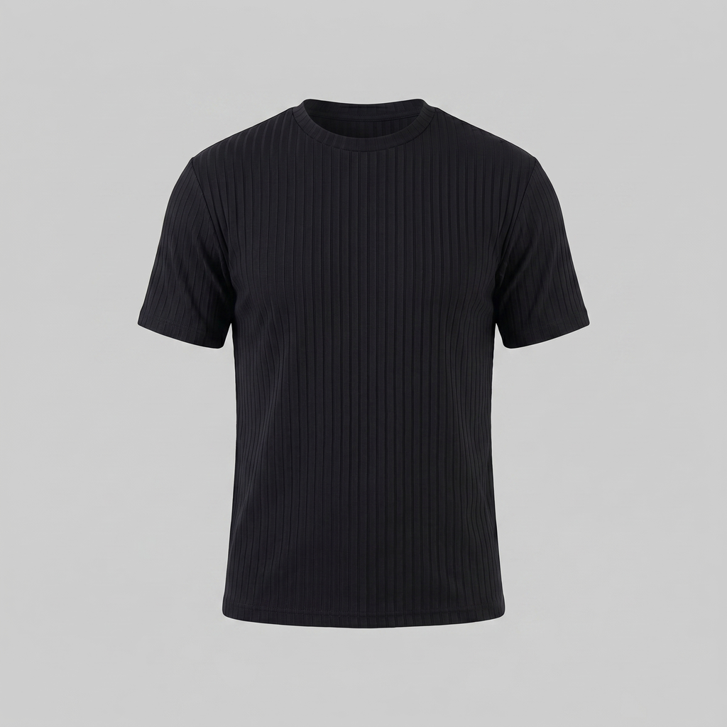 Men's Slim-Fit Ribbed Crew Neck T-Shirt