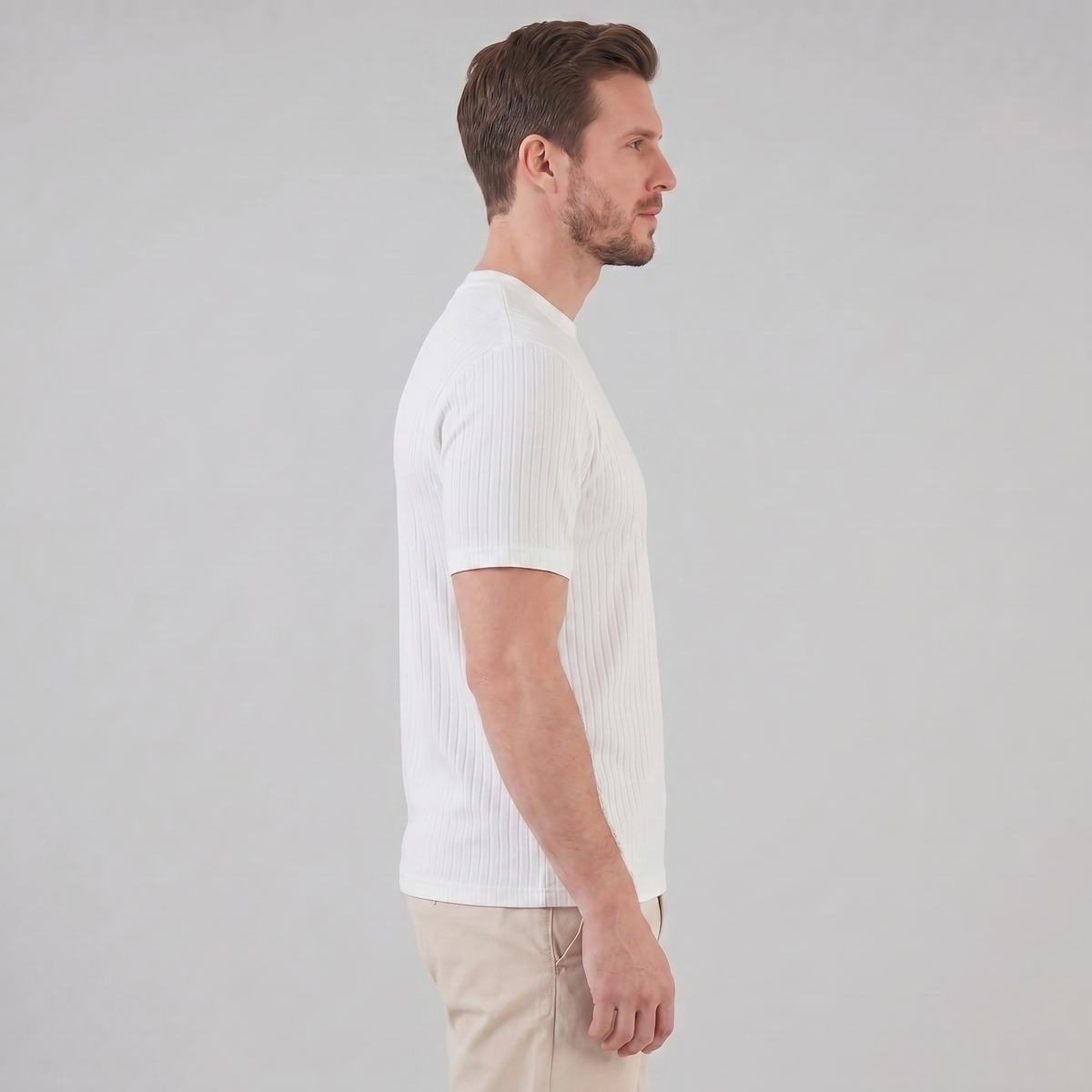 Men's Slim-Fit Ribbed Crew Neck T-Shirt