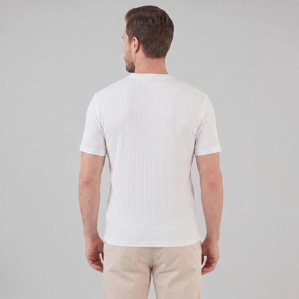 Men's Slim-Fit Ribbed Crew Neck T-Shirt