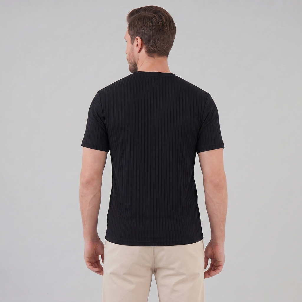 Men's Slim-Fit Ribbed Crew Neck T-Shirt