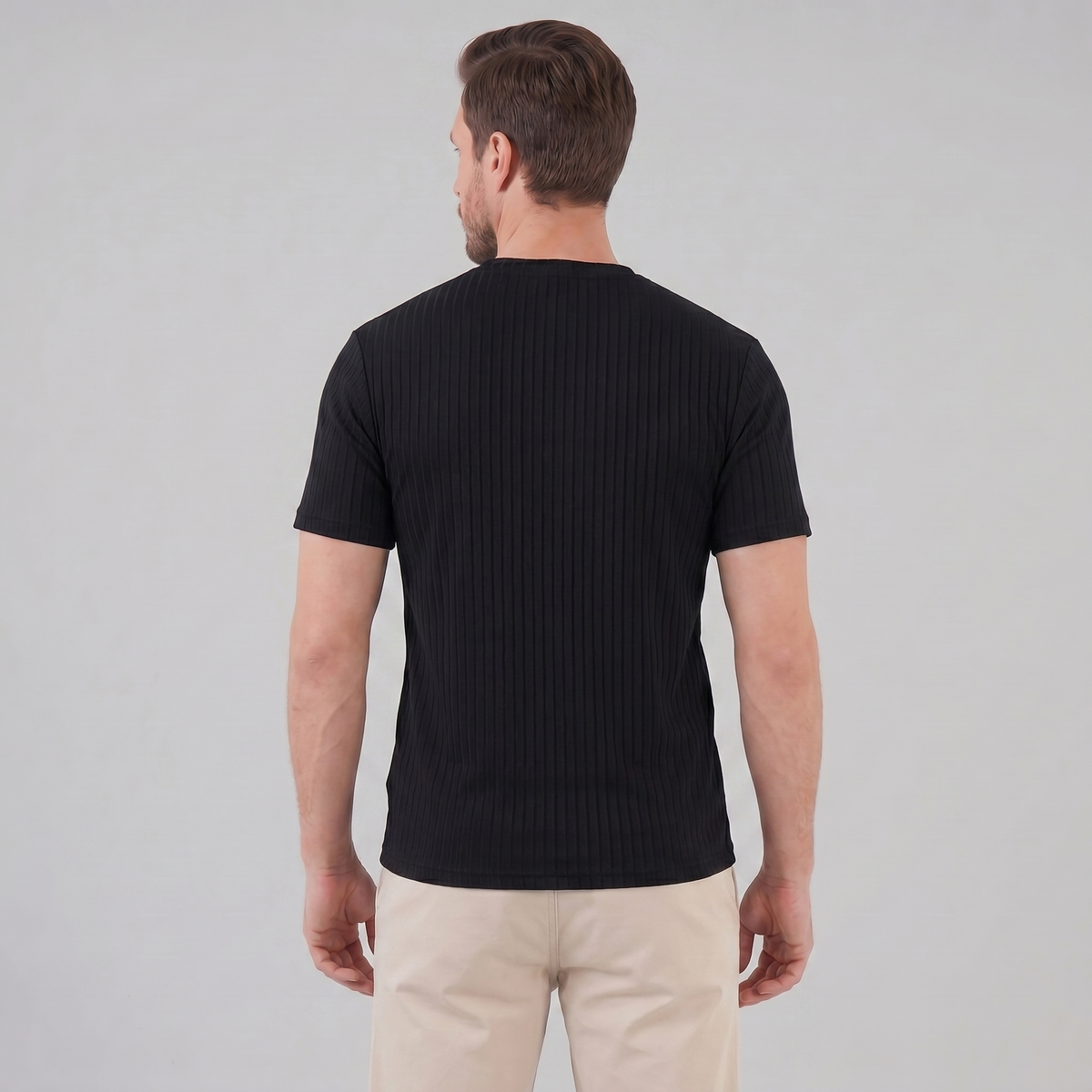Men's Slim-Fit Ribbed Crew Neck T-Shirt