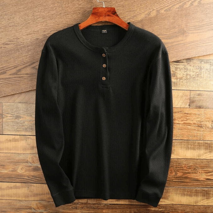 Men's Long Sleeve Waffle Knit Henley Top