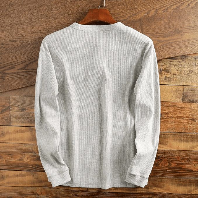 Men's Long Sleeve Waffle Knit Henley Top