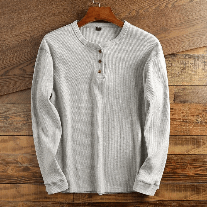 Men's Long Sleeve Waffle Knit Henley Top