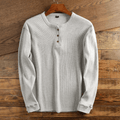 Men's Long Sleeve Waffle Knit Henley Top