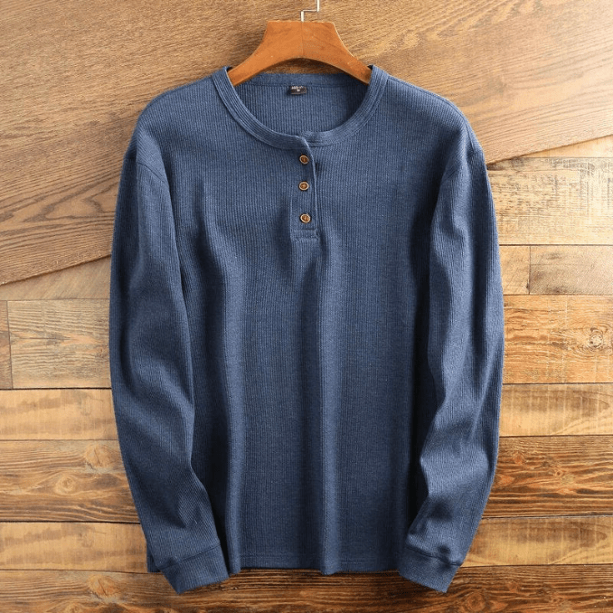 Men's Long Sleeve Waffle Knit Henley Top