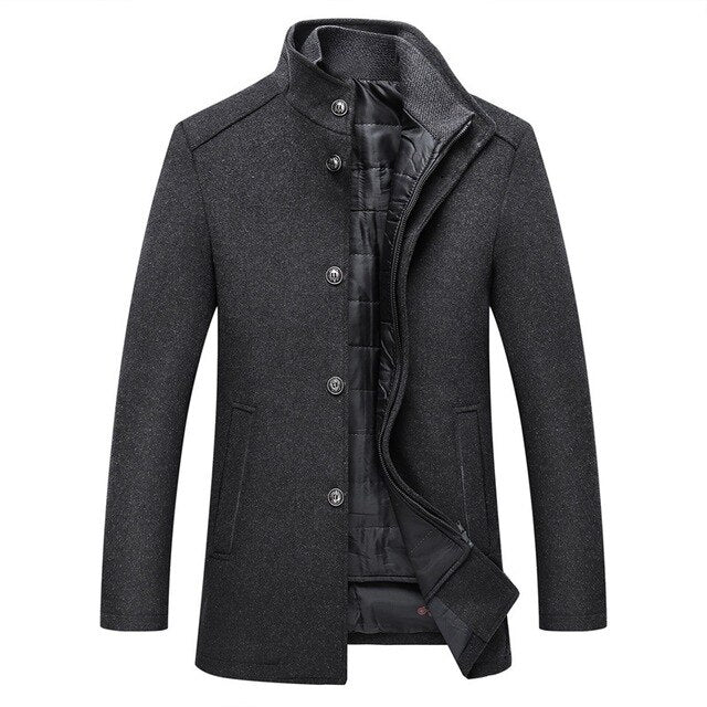 Men's Quilted High Collar Tailored Overcoat