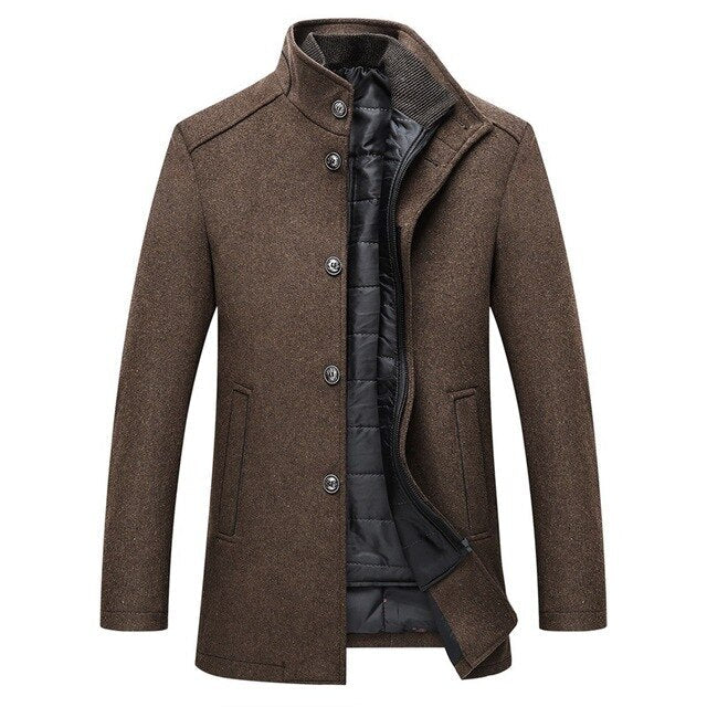 Men's Quilted High Collar Tailored Overcoat