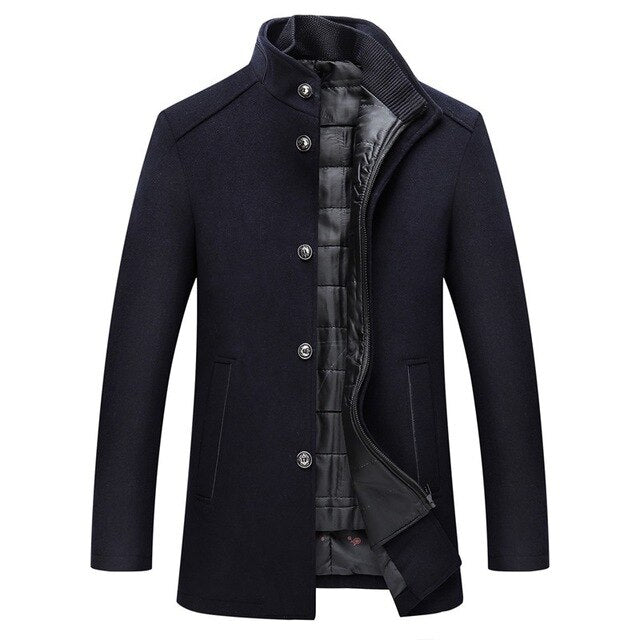 Men's Quilted High Collar Tailored Overcoat