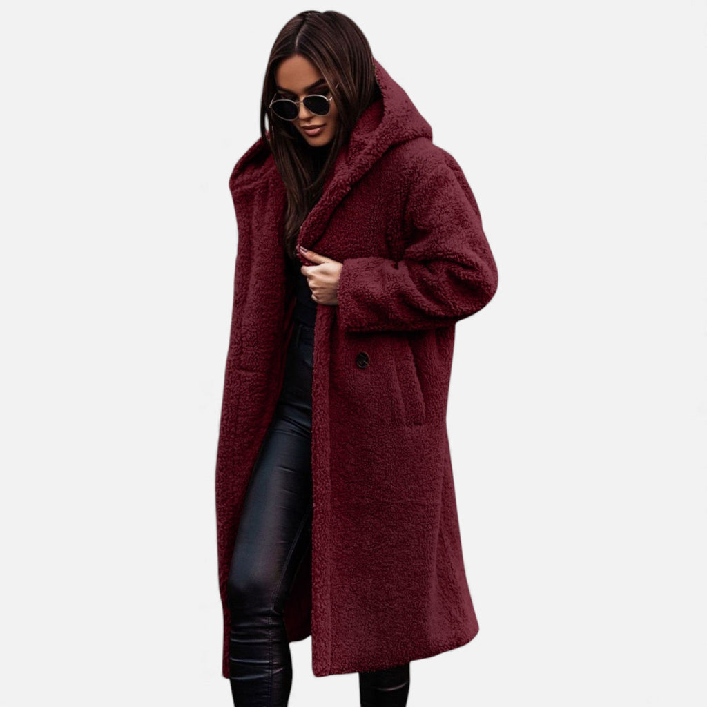 Women's Plush Longline Faux Fleece Coat