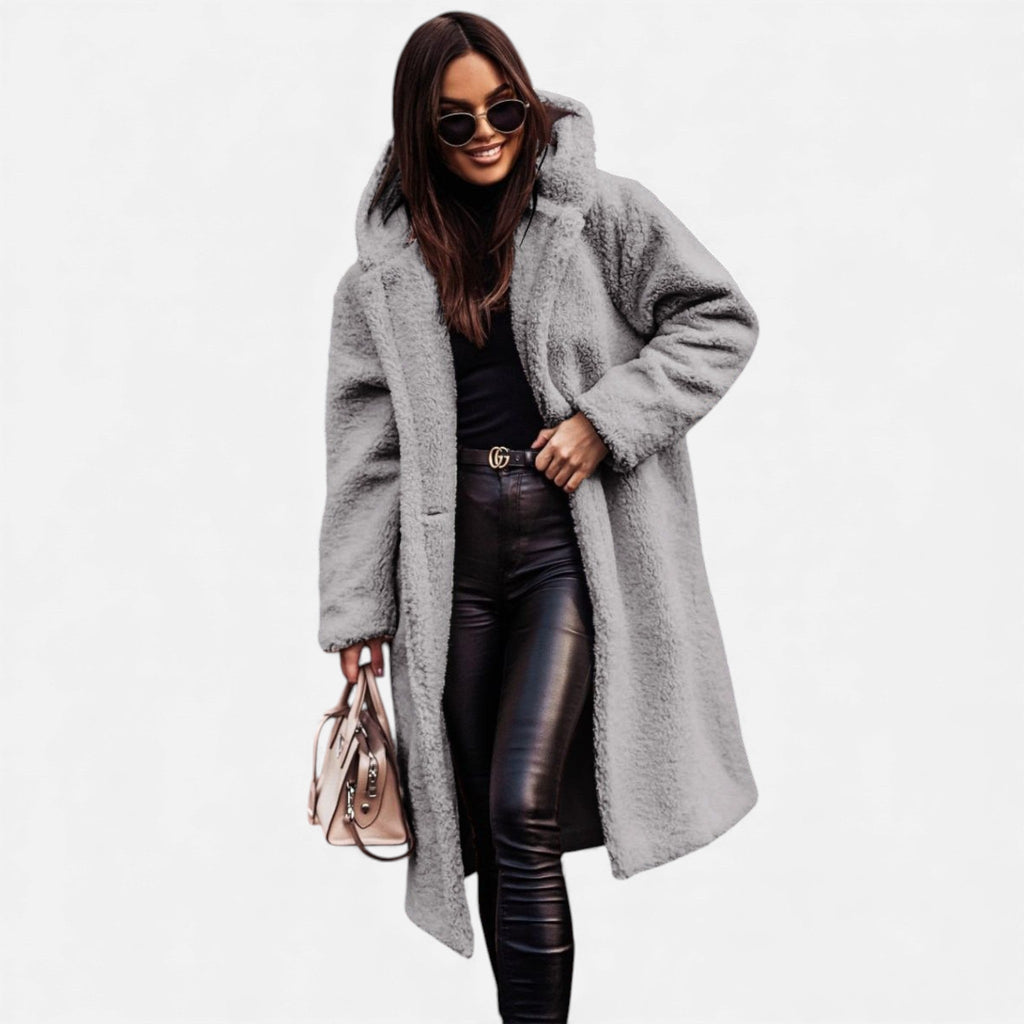 Women's Plush Longline Faux Fleece Coat