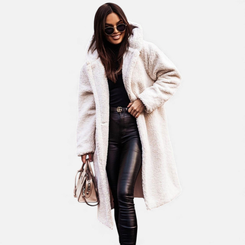 Women's Plush Longline Faux Fleece Coat