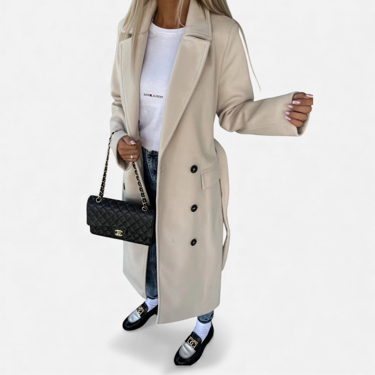 Women's Classic Mid-Length Belted Topcoat