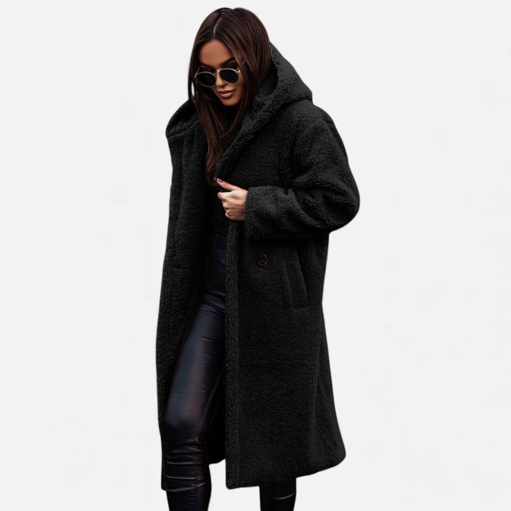 Women's Plush Longline Faux Fleece Coat