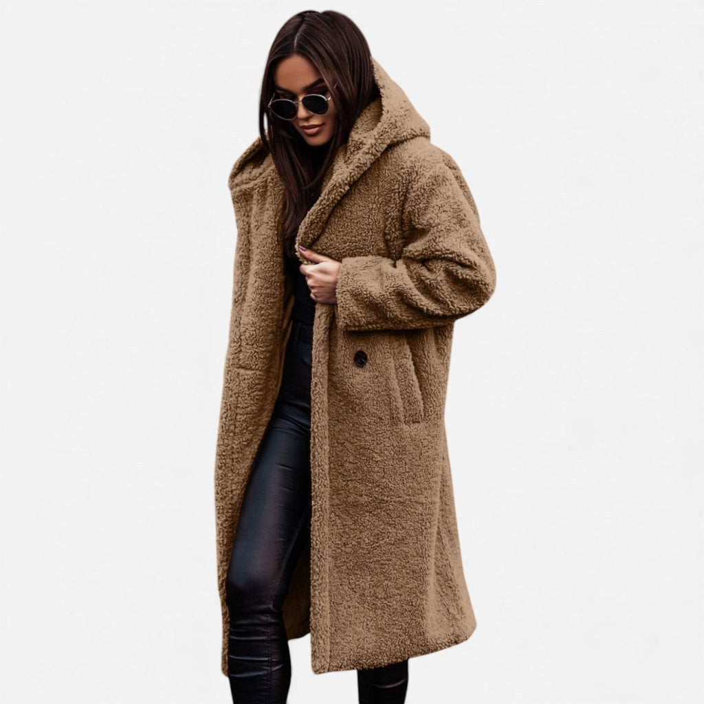 Women's Plush Longline Faux Fleece Coat