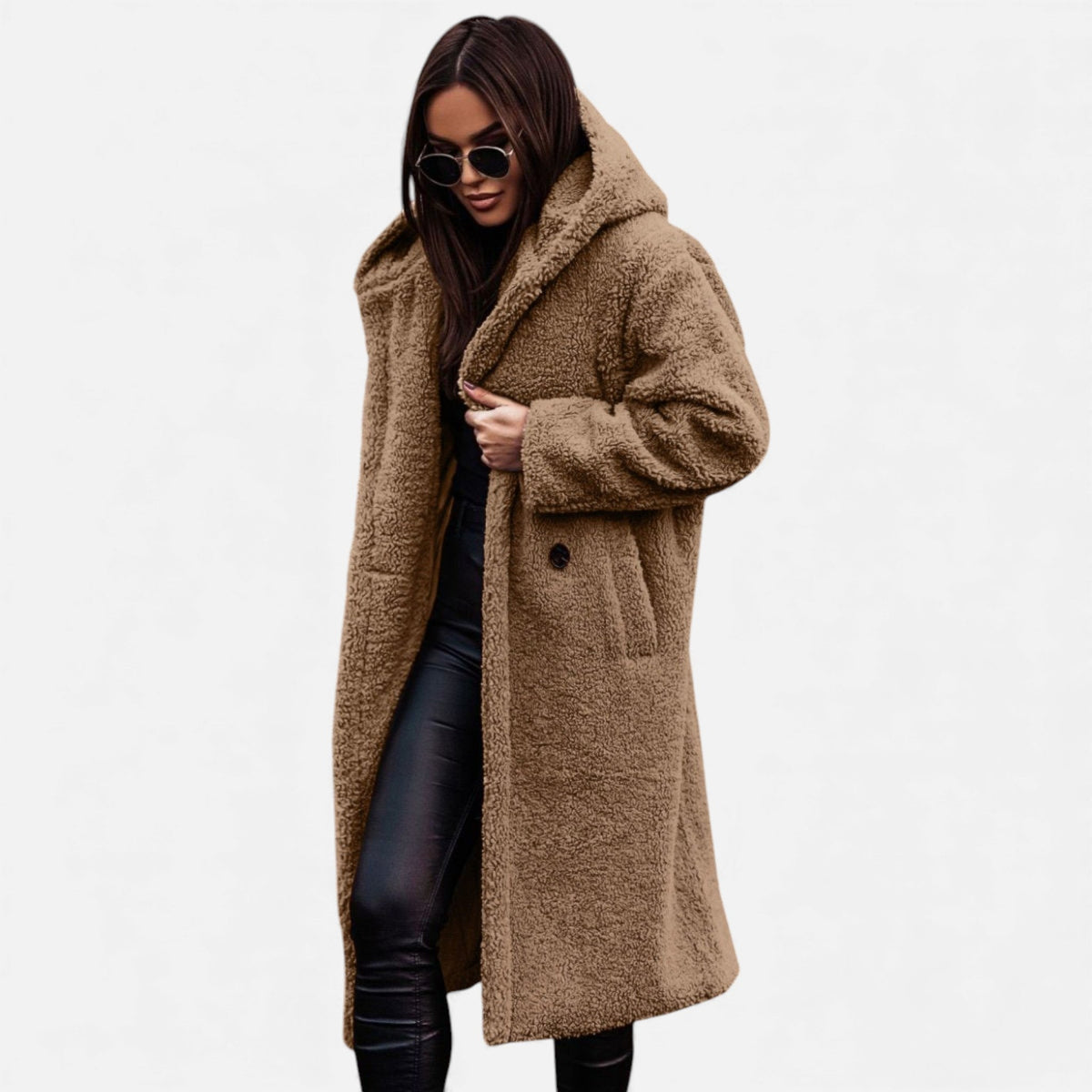 Women's Plush Longline Faux Fleece Coat