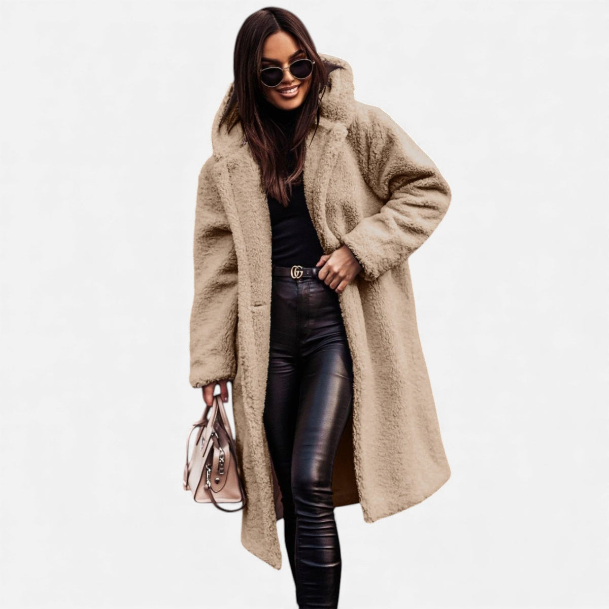 Women's Plush Longline Faux Fleece Coat