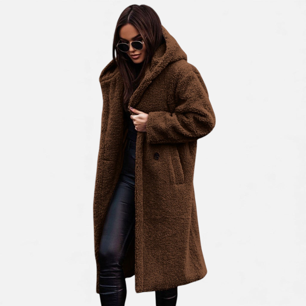 Women's Plush Longline Faux Fleece Coat