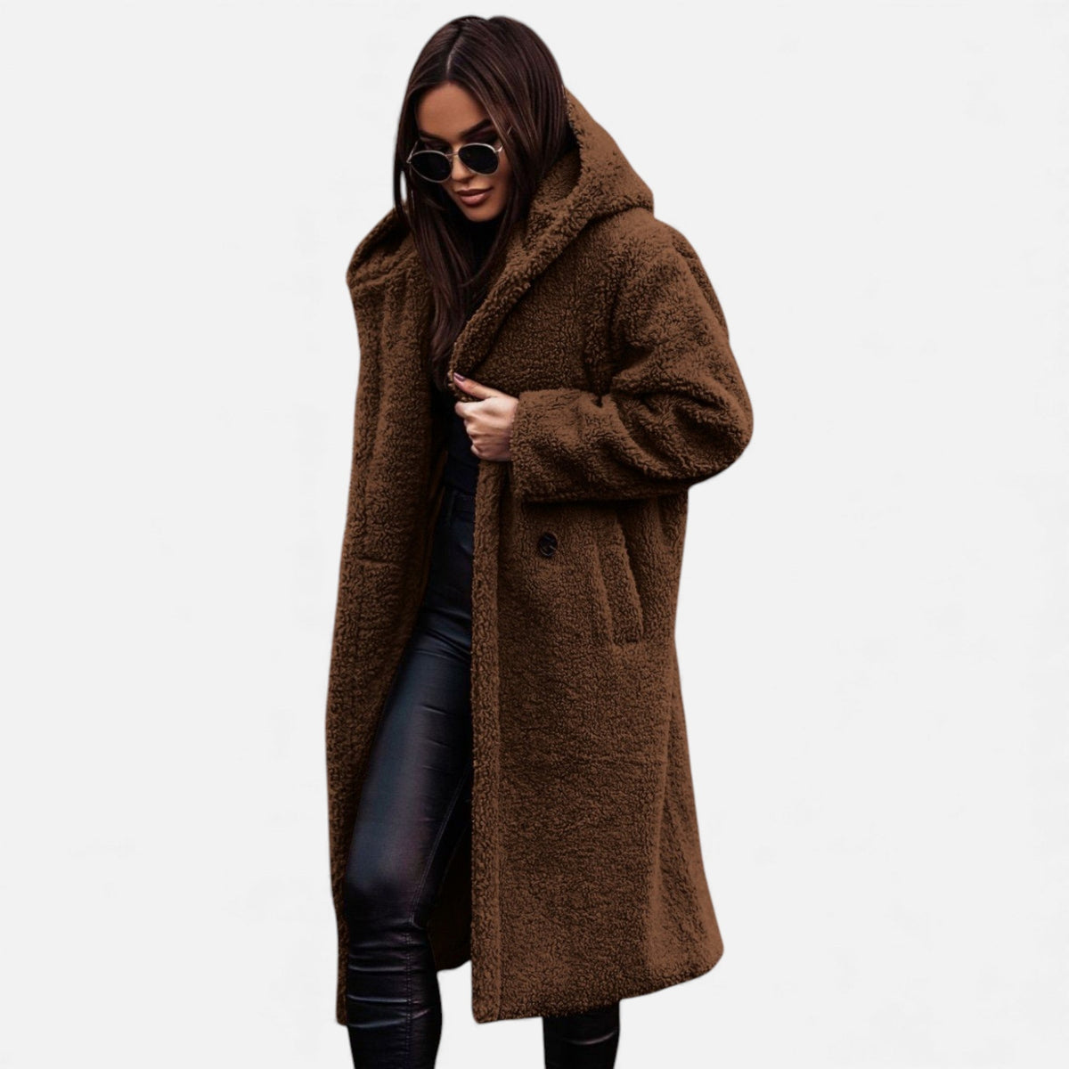 Women's Plush Longline Faux Fleece Coat