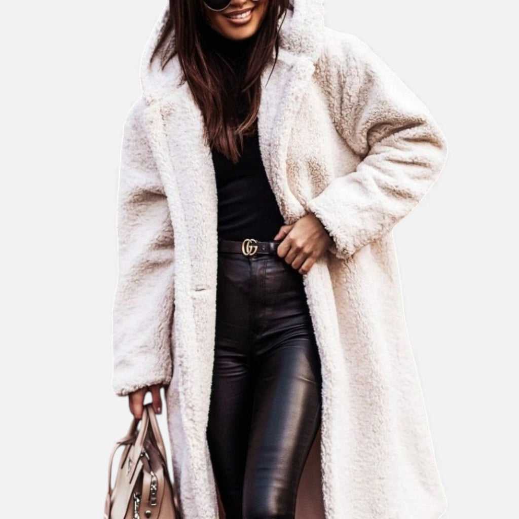 Women's Plush Longline Faux Fleece Coat
