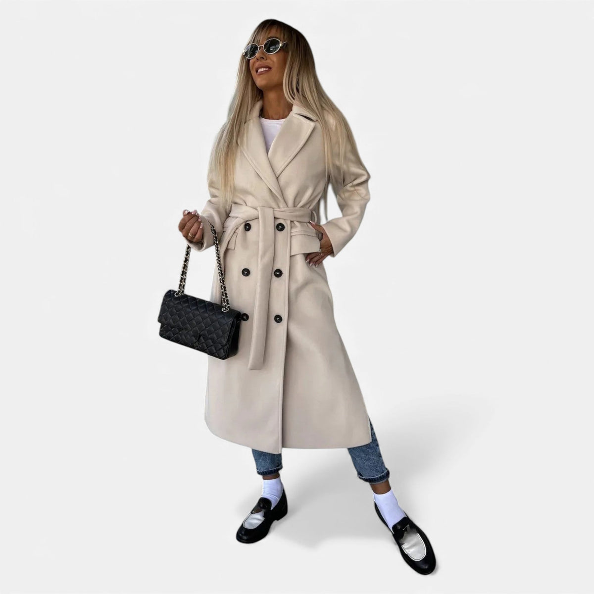 Women's Classic Mid-Length Belted Topcoat
