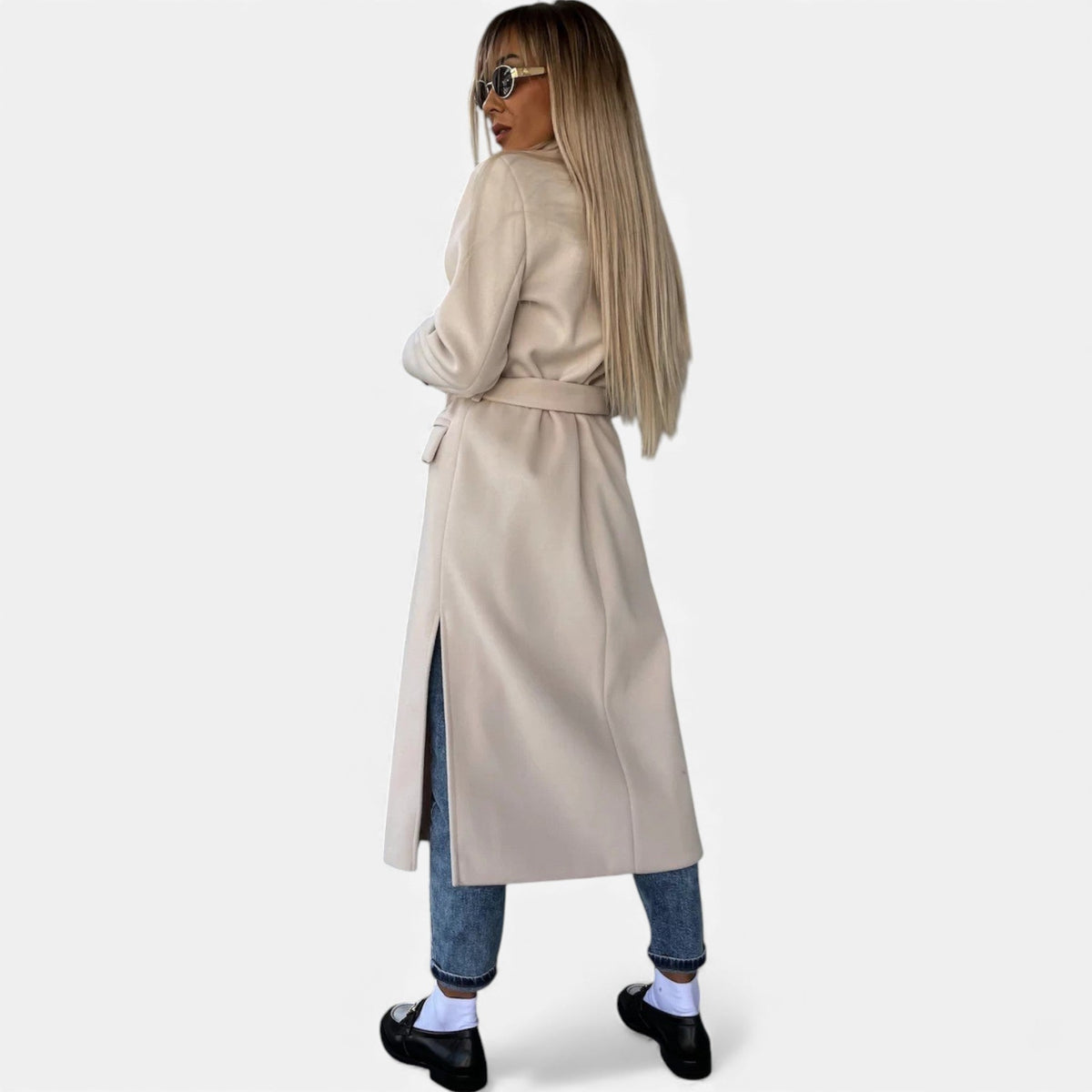 Women's Classic Mid-Length Belted Topcoat