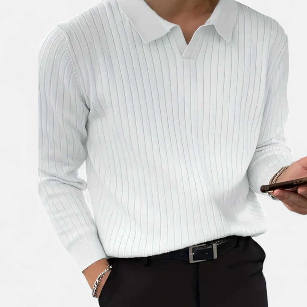 Men's Refined Ribbed Long Sleeve Polo