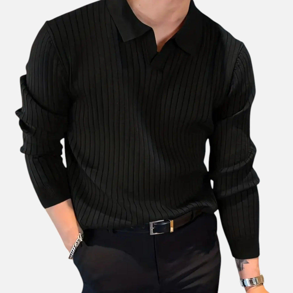 Men's Refined Ribbed Long Sleeve Polo