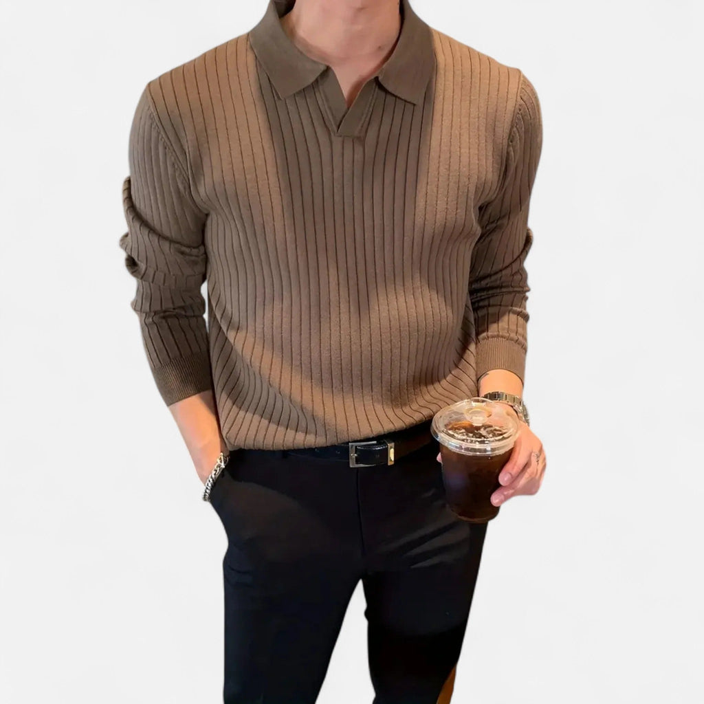 Men's Refined Ribbed Long Sleeve Polo