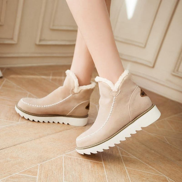 Women's Faux Fur-Trimmed Suede Winter Boots