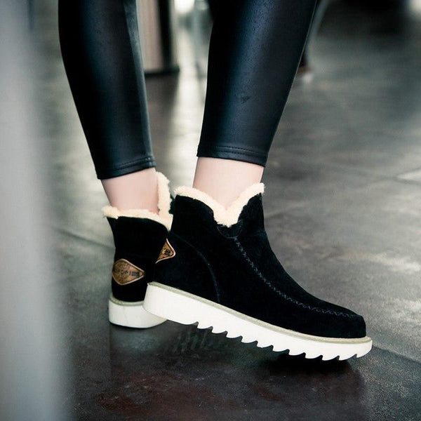 Women's Faux Fur-Trimmed Suede Winter Boots